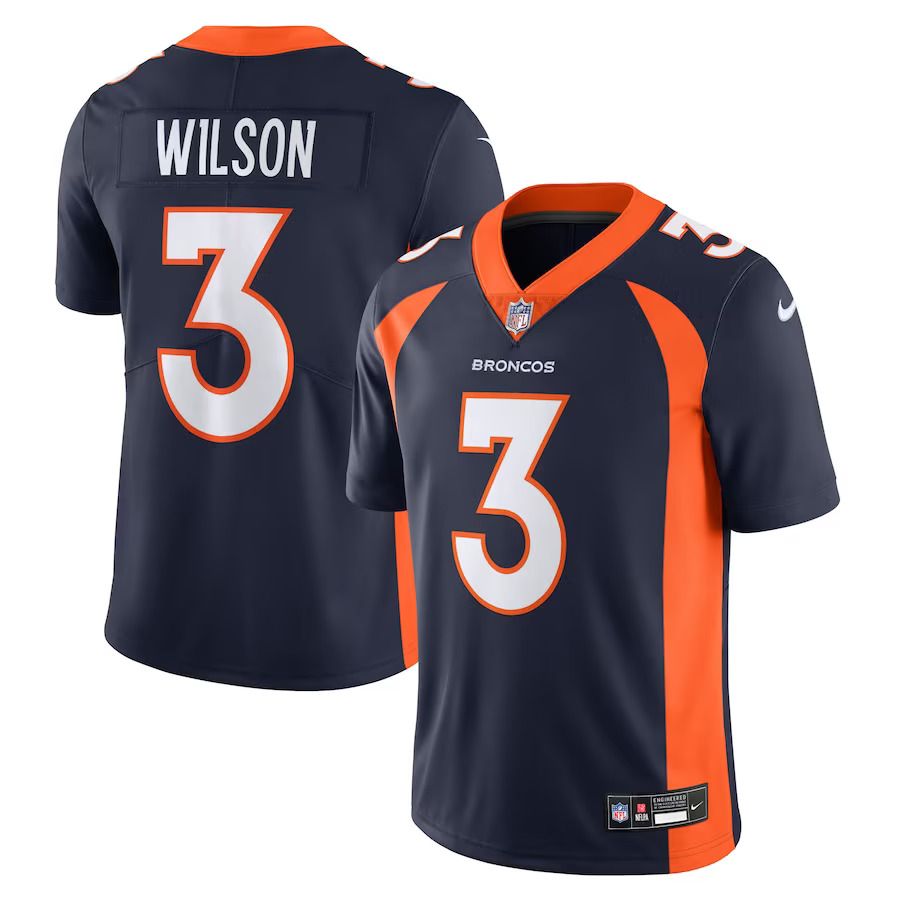 Men Denver Broncos 3 Russell Wilson Nike Navy Vapor Untouchable Limited NFL Jersey